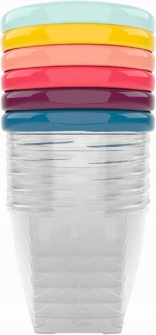 BABYMOOV Babybols pojemniki 6 x 250 ml, przezroczyste pojemniki na żywność dla dziecka w pastelowych kolorach