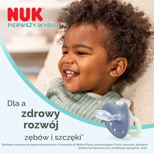 NUK First Choice Classic smoczek uspokajający 18-36m x2 dla zdrowego rozwoju zębów i szczęki dziecka