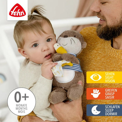 Fehn Otter lampka nocna i przytulanka dla niemowląt 0+, miękka zabawka sensoryczna do snu i przytulania