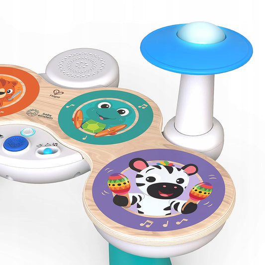 HAPE Baby Einstein drewniana perkusja dotykowa, kolorowa zabawka muzyczna dla dzieci 12 m+, z bębenkami i pałeczką