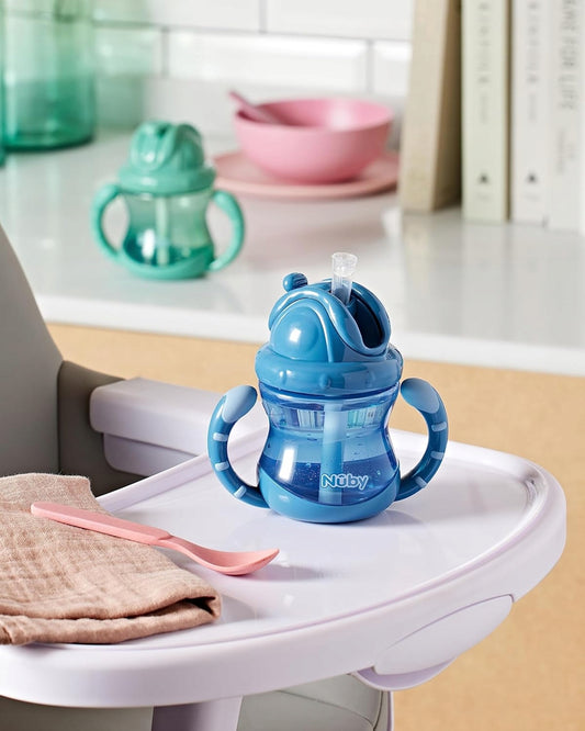NUBY kubek niekapek ze słomką 12 m+ 270 ml