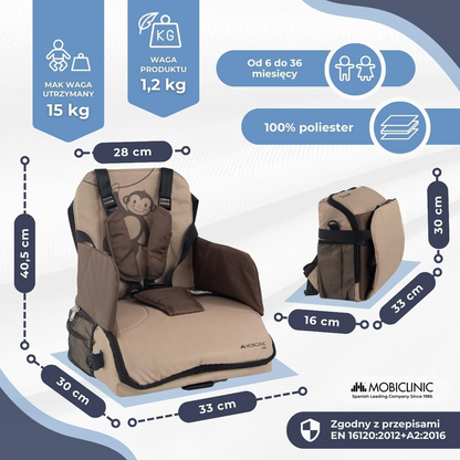 MOBICLINIC Monkey etetőszék utazáshoz, emelhető etetőszék