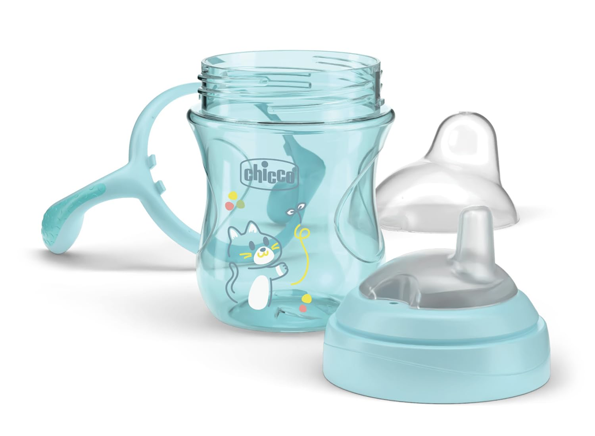 CHICCO Transition Cup cseppmentes itatópohár szívószállal és fogantyúkkal 200 ml 4 hónap+