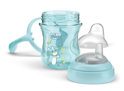 CHICCO Transition Cup cseppmentes itatópohár szívószállal és fogantyúkkal 200 ml 4 hónap+