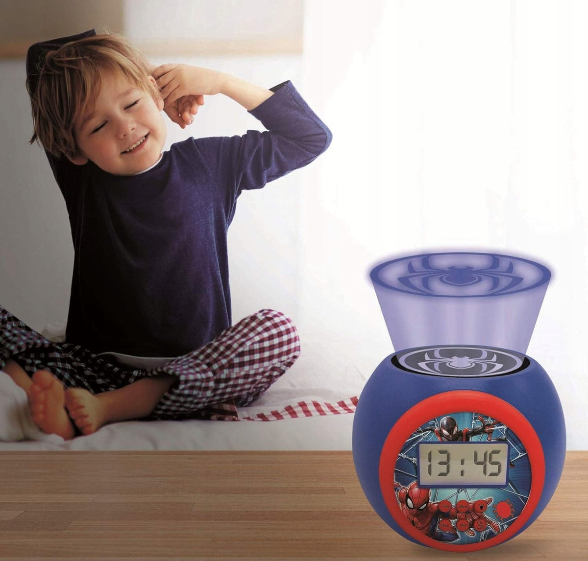 LEXIBOOK Spiderman proiector 3 culori și ceas deșteptător cu afișaj LCD