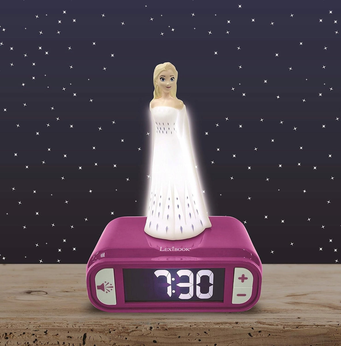 LEXIBOOK Kraina Lodu budzik z podświetlaną figurką ELSA 18 cm