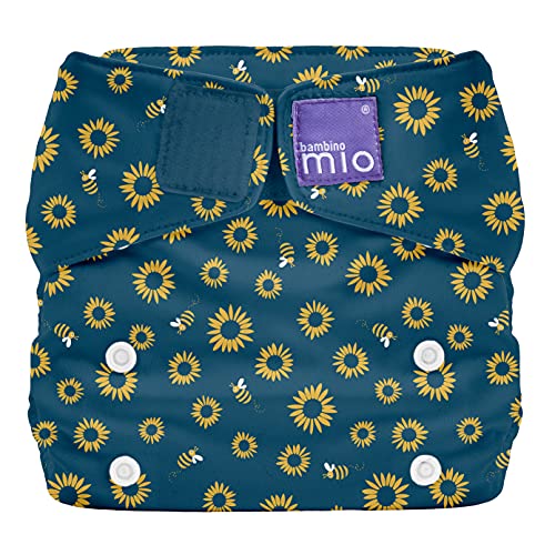 BAMBINO MIO Miosolo Classic pieluszka wielorazowa AIO z wzorem pszczół i kwiatów, bambusowa pielucha wielorazowa