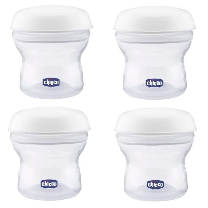 CHICCO récipients à lait 4 x 150 ml + tétine avec couvercle