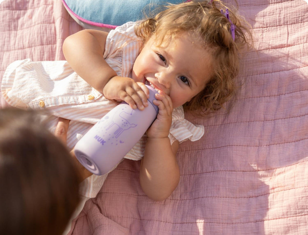 NUK Mini-Me Flip ατσάλινο μπουκάλι με καλαμάκι και στόμιο 500 ml 12 μηνών+