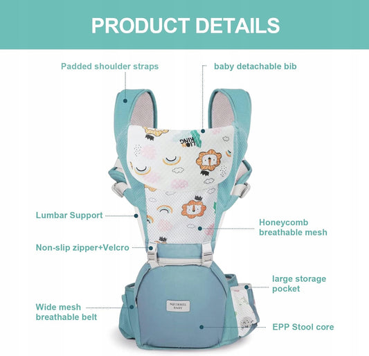 NUKIED ergonomikus babahordozó csípőövvel 6 az 1-ben