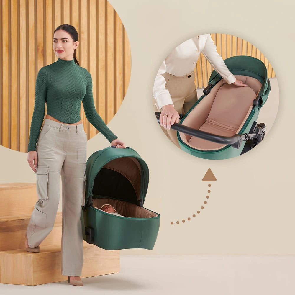 KINDERKRAFT PRIME2 PRO 3i1 multifunktionel barnevogn op til 22kg + MINK PRO autostol