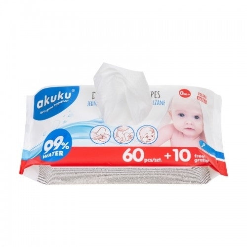 AKUKU vízzel átitatott nedves törlőkendő 70 db