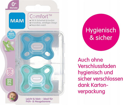 MAM COMFORT-fopspeen voor prematuren en pasgeborenen x2 0 mnd+