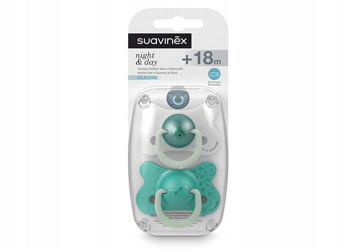 SUAVINEX Day&Night-speen x2 siliconen 18m+ GLOEIT