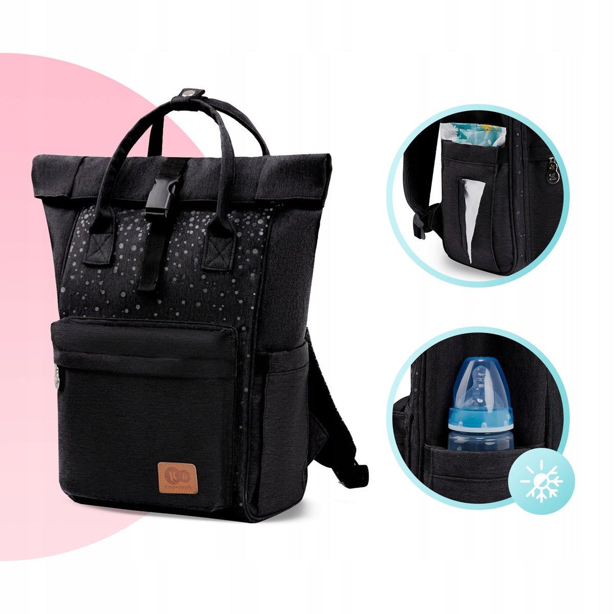KINDERKRAFT MOONPACK CONFETTI rugzak voor luiers en accessoires