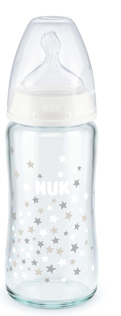 NUK First Choice+ glasflaske 240 ml 0-6 m sut M temperaturindikator