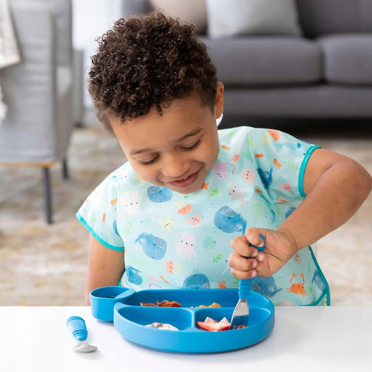 BUMKINS assiette en silicone avec ventouse 3 compartiments 6mois+