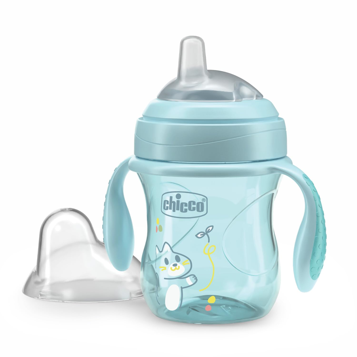 CHICCO Transition Cup cseppmentes itatópohár szívószállal és fogantyúkkal 200 ml 4 hónap+