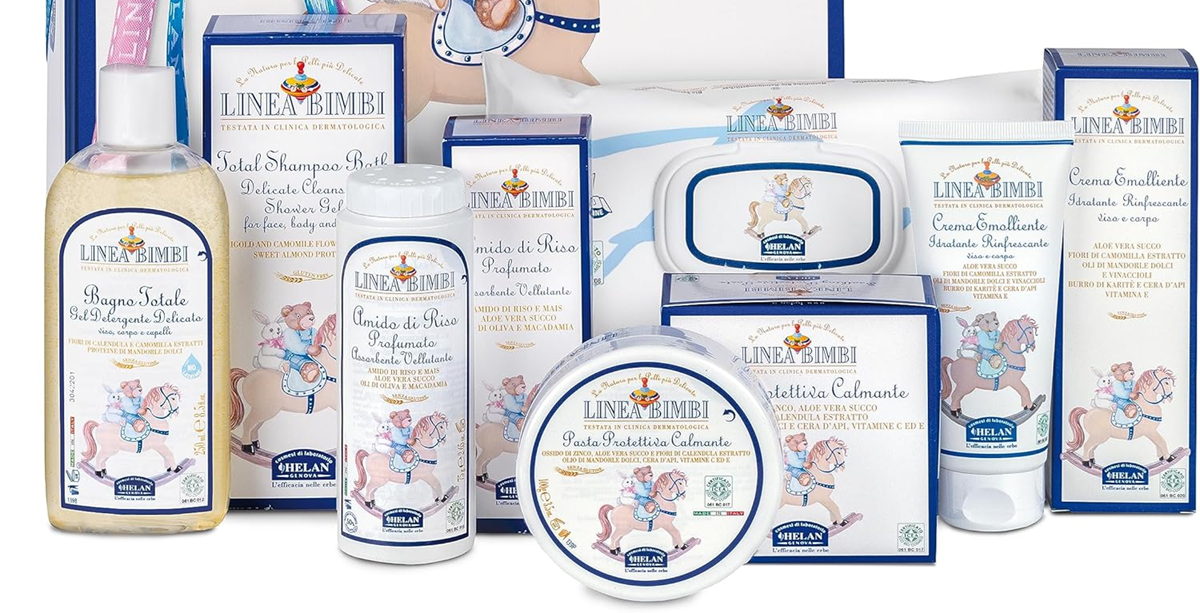 HELAN Linea Bimbi babaápoló szett SAMPON KRÉMEK PÚDER TÖRLŐKENDŐK
