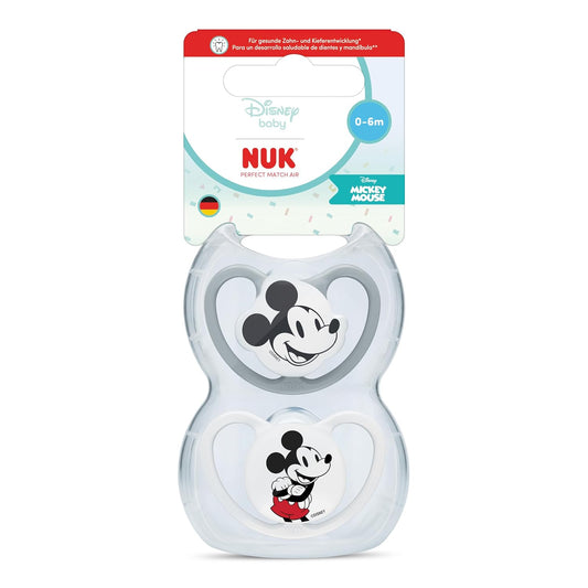 NUK Perfect Match Air smoczek uspokajający 0-6m x2 DISNEY z Myszką Mickey, ortodontyczny, z wentylacją