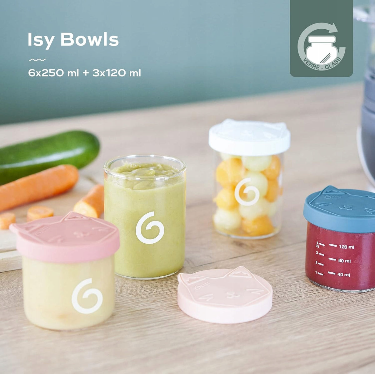 BABYMOOV ISY BOWLS récipients EN VERRE 6x250 3x120