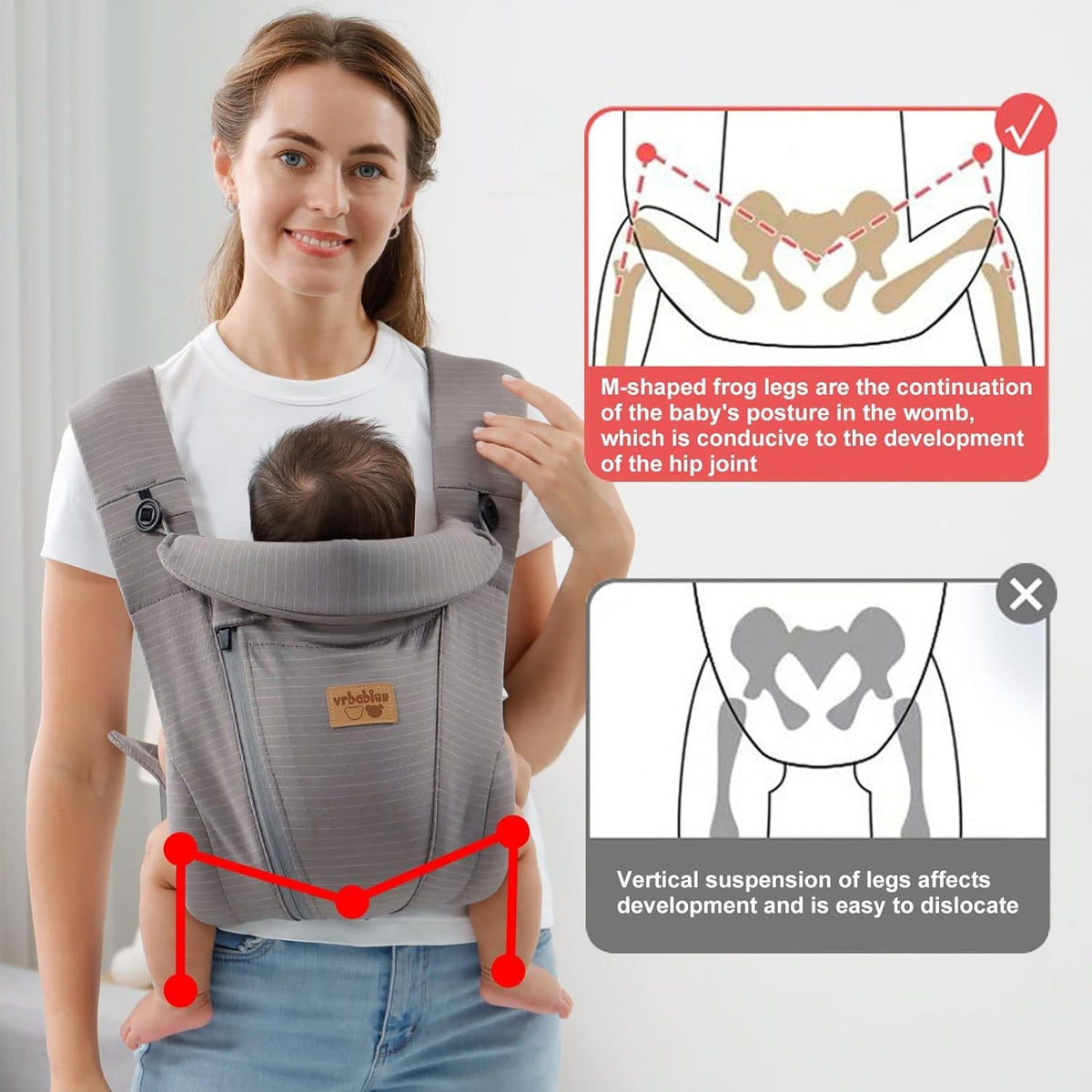 VRBABIES portabebés ergonómico para bebés