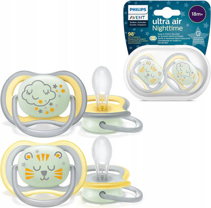 PHILIPS AVENT Ultra Air Night fopspenen x 2 18 mnd.+, lichtgevend