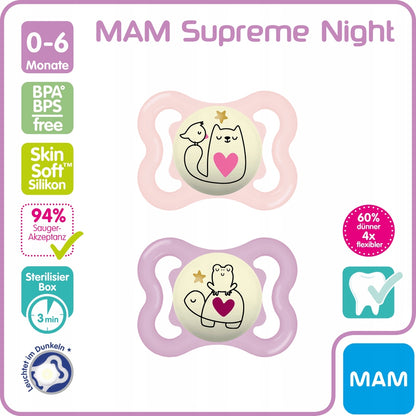 MAM SUPREME NUIT smoczek silikonowy 2-6 msc