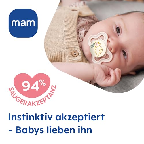 MAM Supreme Day&Night smoczek uspokajający silikonowy 0-6m x4 ŚWIECĄCE, świetlący smoczek dla niemowląt