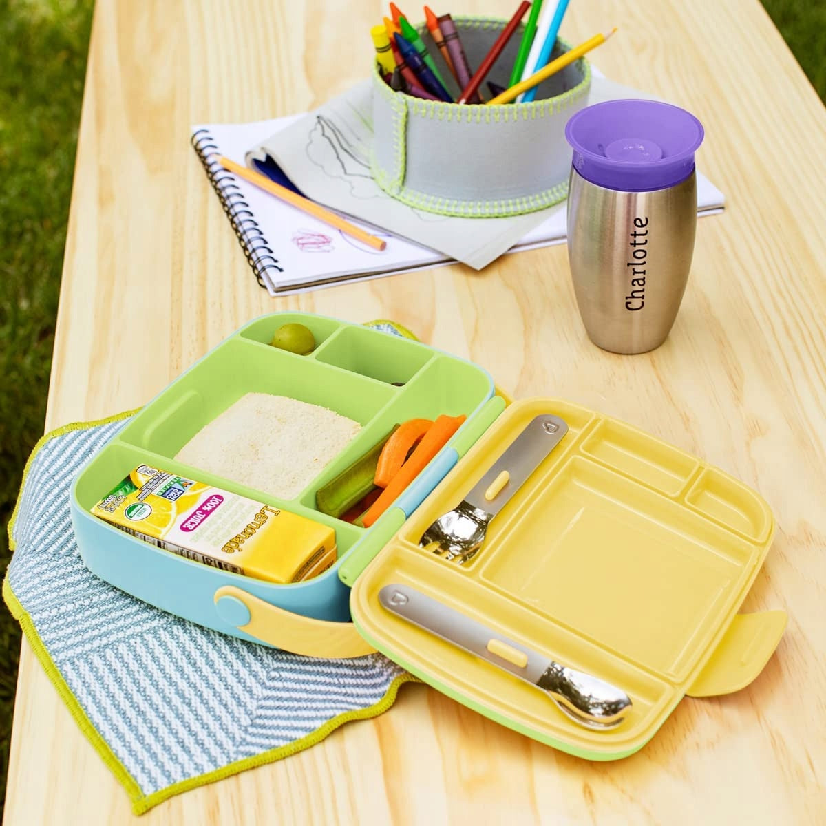 MUNCHKIN Bento Box cutie de prânz + tacâmuri, 5 compartimente