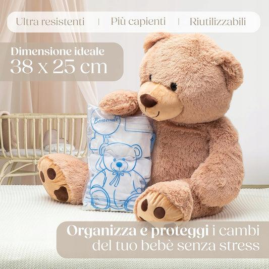 WELLODE zestaw torebek na odzież dla noworodków ZAMYKANE hermetyczne, 38x25 cm, wielokrotnego użytku
