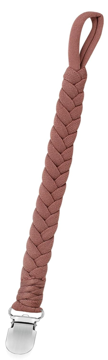 ANNHAO Schnullerkette aus Baumwolle mit Clip 22 cm BRAUN