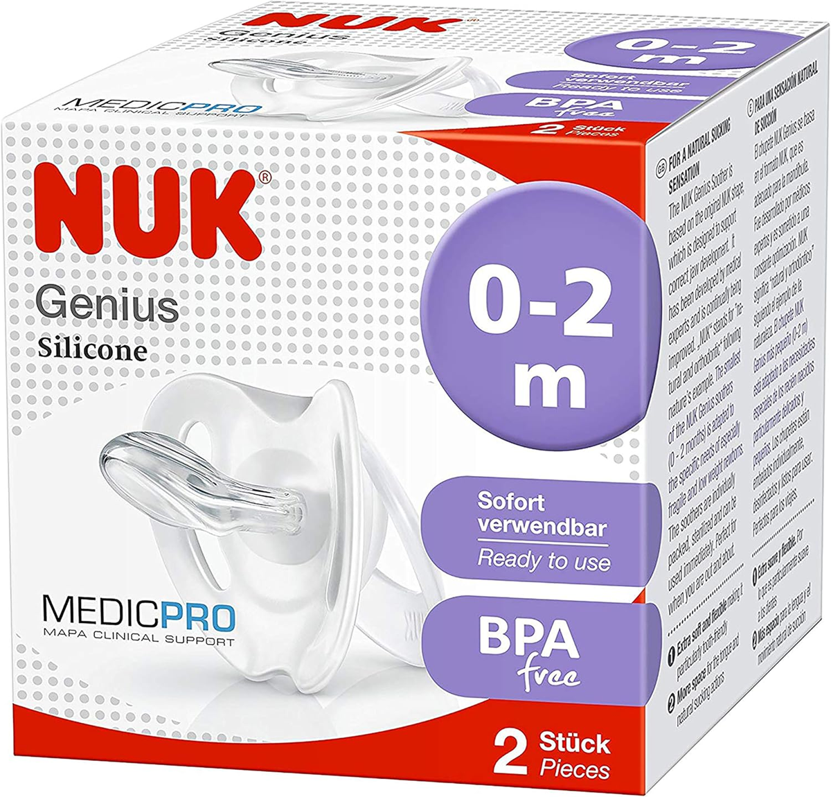NUK Genius Medic Pro smoczek uspokajający x2 0-2msc