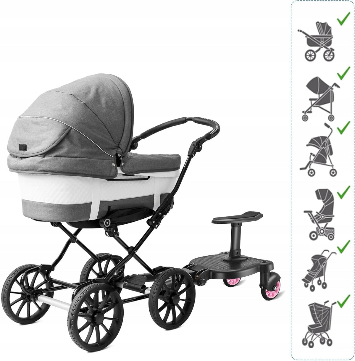 FNRIDS marchepied universel pour poussette, capacité de charge 25 kg