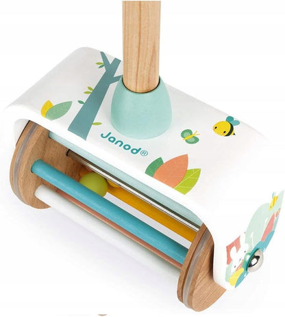 JANOD Pure drewniany pchacz z grzechotką 49 cm