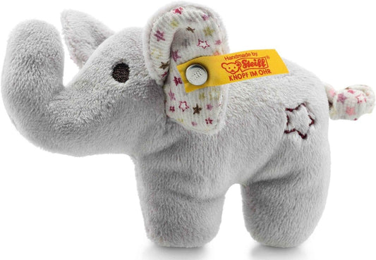 STEIFF mini szeleszcząca grzechotka SŁOŃ 11 cm szary pluszowy słoń dla dziecka 3 m+