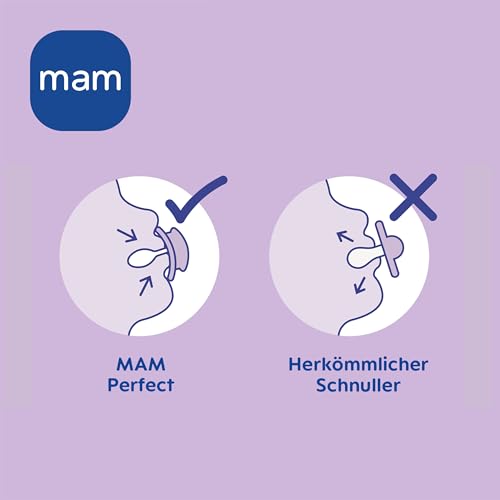 MAM Perfect Day & Night smoczek uspokajający silikonowy 0-6m x4 ŚWIECĄCE, porównanie kształtu smoczka MAM Perfect i zwykłego smoczka