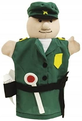 ROBA pluszowa pacynka do odgrywania ról POLICJANT 27 cm - zielona pacynka policjanta do teatru lalek dla dzieci