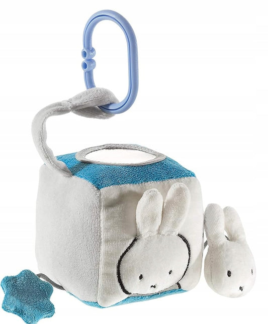 HEUNEC pluszowa zawieszka do wózka, łóżeczk, fotelika KRÓLIK MIFFY beżowo-szara z lusterkiem i szeleszczącym papierem