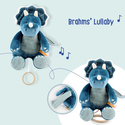 NOUKIE'S triceratops soft toy with music box