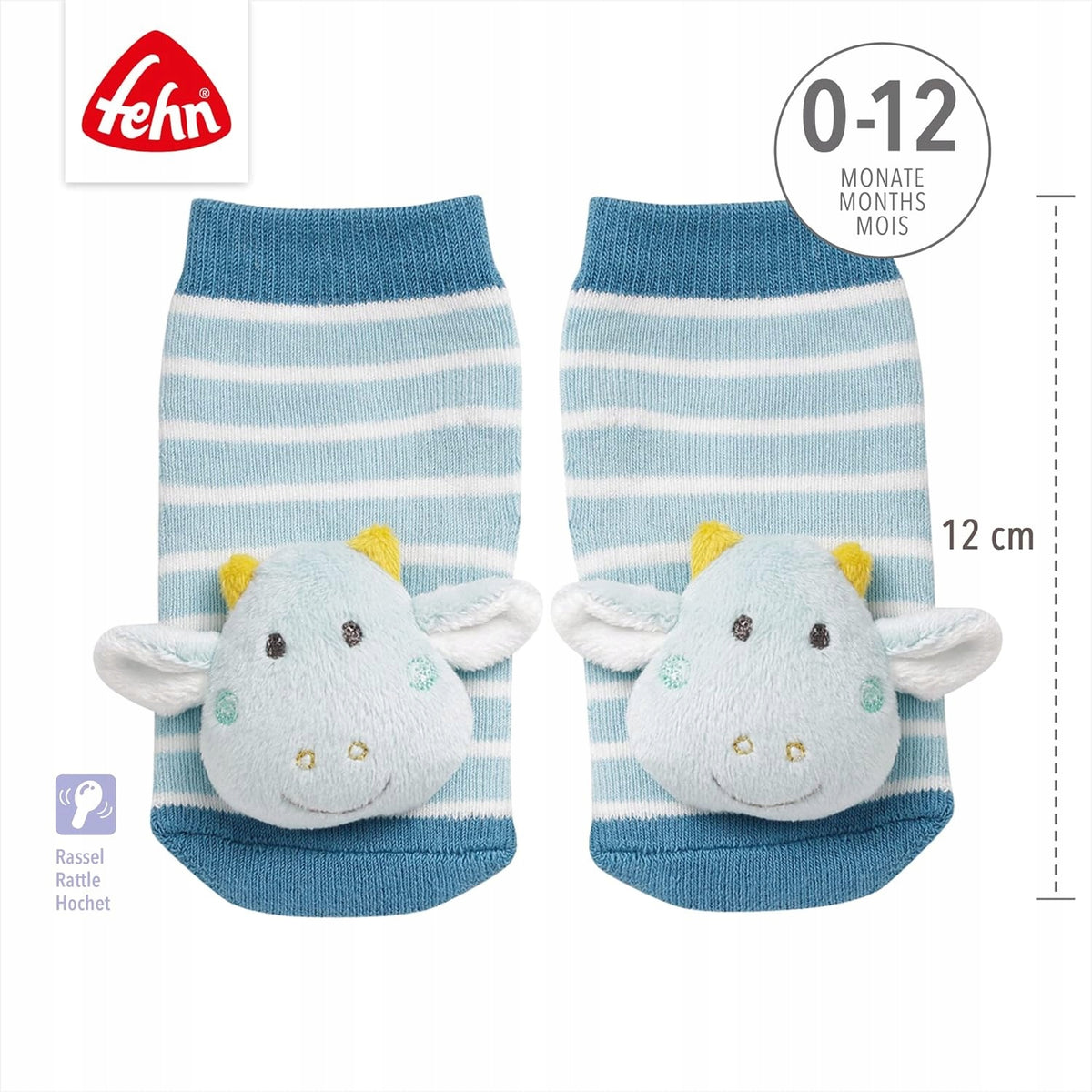 FEHN Havdyr babysokker med rangle 0-12 mdr.