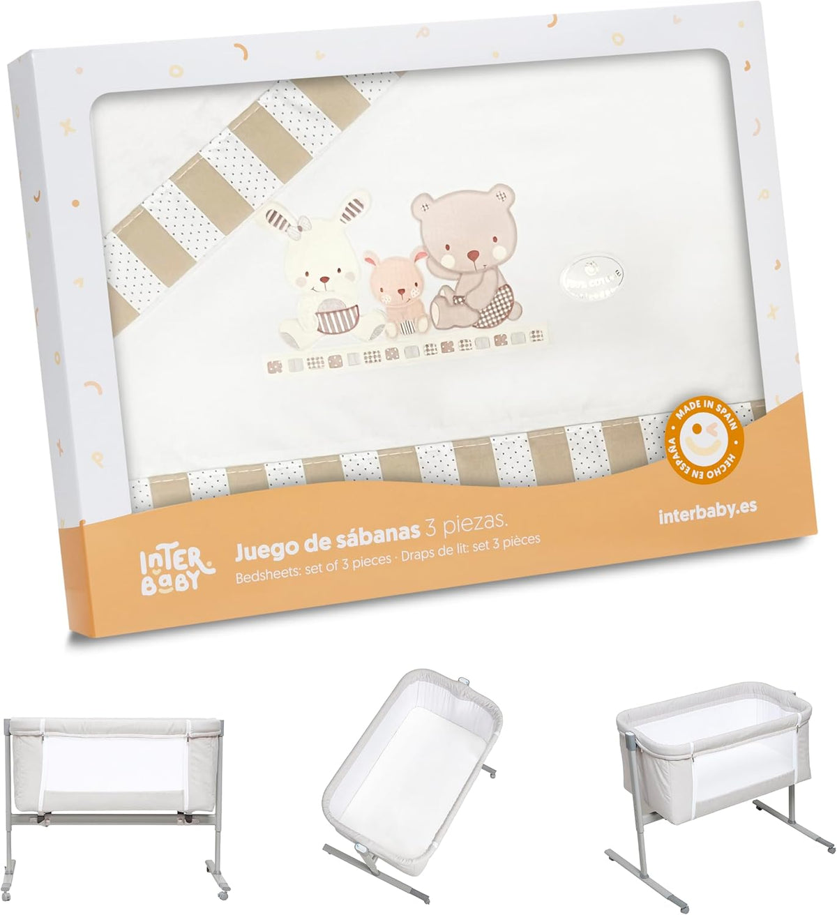 INTERBABY sengesæt til vugge 110x82 / 50x80 / 50x30