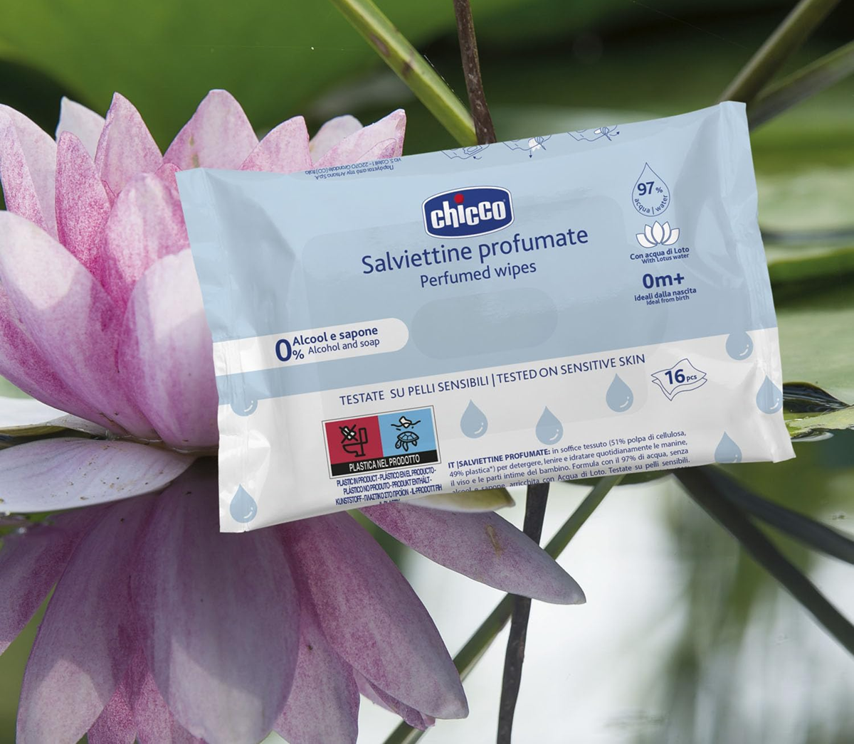 CHICCO duftende vådservietter med ekstrakt af lotusblomst x16