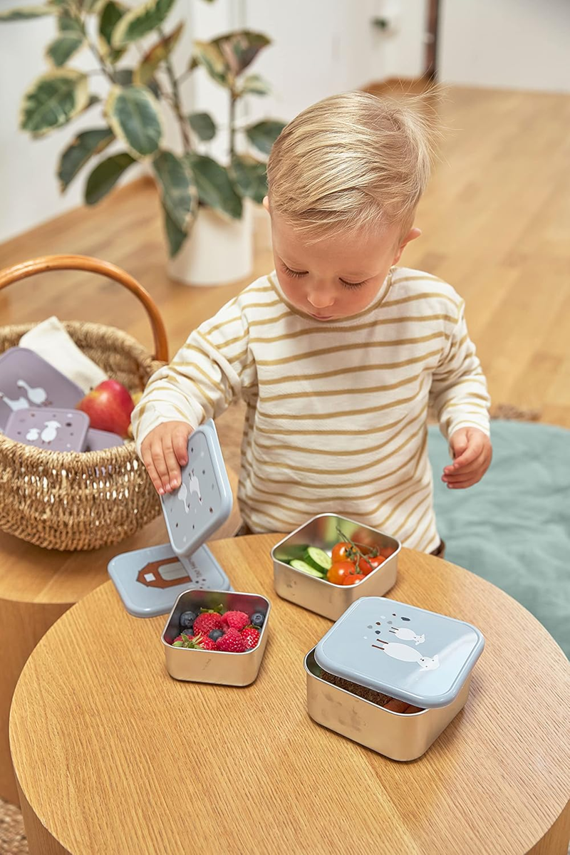 LÄSSIG Snackbox rozsdamentes acél uzsonnásdobozOK 3 db