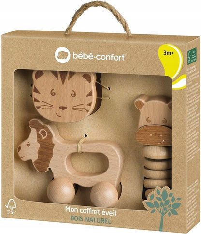 BEBE CONFORT sæt af trælegetøj med rasleinstrumenter 3 m+