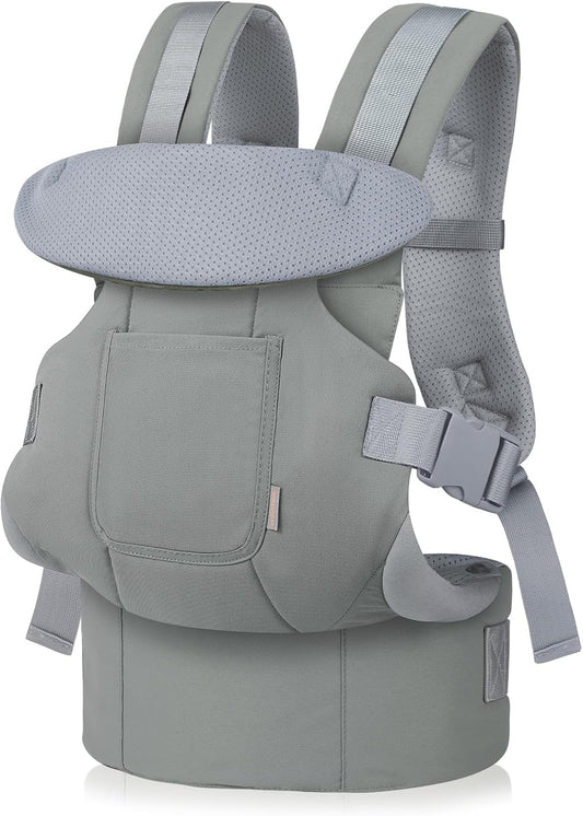 GAGAKU nosidło dla dziecka 4w1 4-36m maks 15kg, szare ergonomiczne nosidło dziecięce z regulowanymi paskami