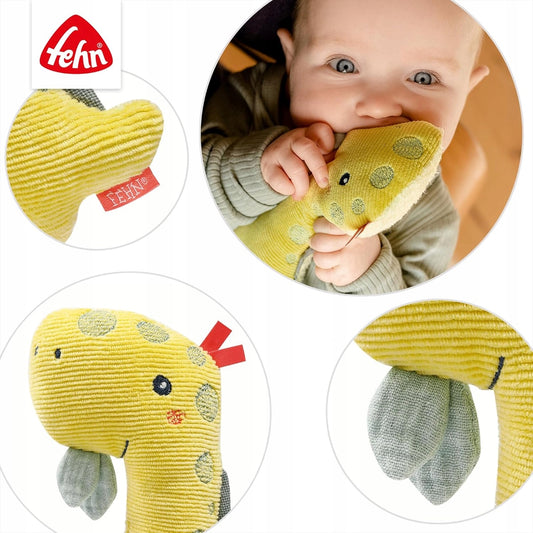 FEHN pluszowa przytulanka z grzechotką i piszczałką DINO 17,5 cm