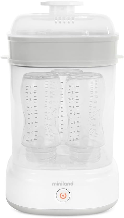 MINILAND Steamy 2 az 1-ben gőzsterilizáló 5 üveghez 8 perc alatt + csipesz