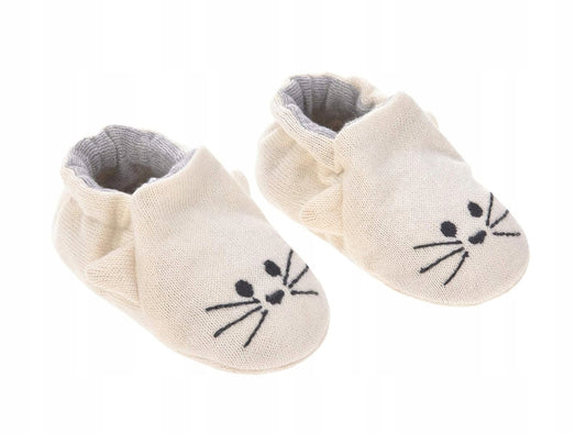 LASSIG Litle Chums Cat BUTY DLA NIEMOWLĄT z bawełny organicznej + worek, beżowe, 0-6 m