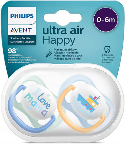 PHILIPS AVENT Ultra Air Happy fopspenen x 2 0-6 mnd.